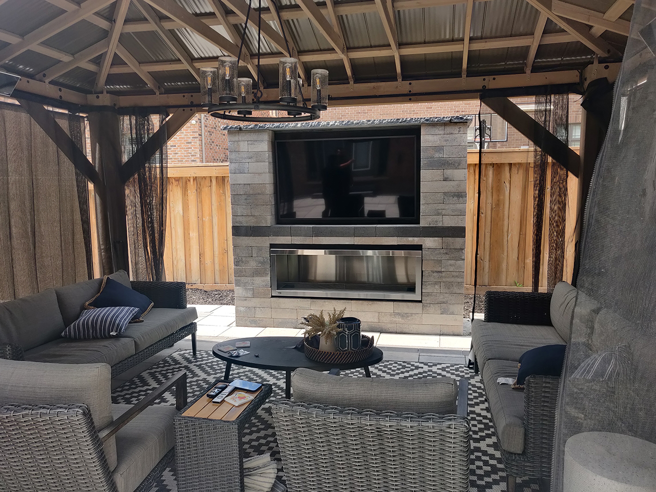 Outdoor TV Units and Fireplace