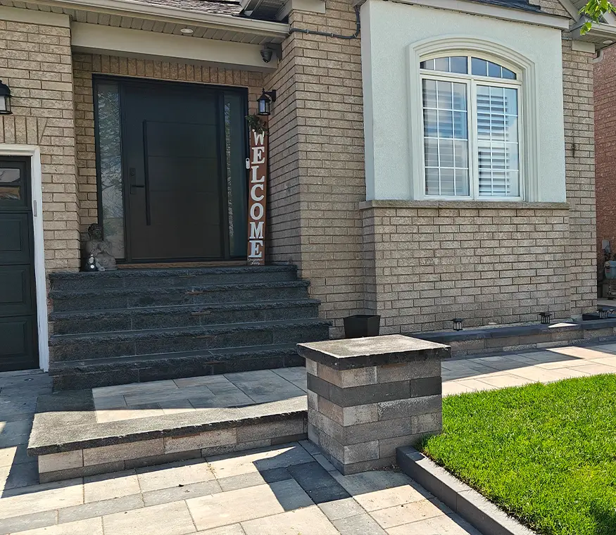 Custom interlock driveway and entrance completed by driveway contractors in Brampton Ontario