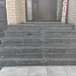 Front porch and stair interlock installation by hardscape installers in Brampton Ontario
