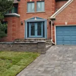 Interlock driveway and front entrance with retaining wall in Richmond Hill