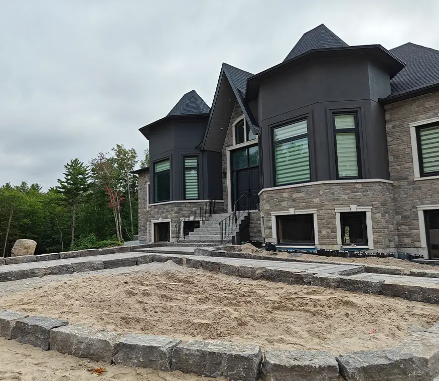 Large interlock driveway installation at Wasaga Beach residence