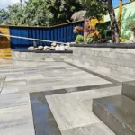 Decorative stone wall feature built by contractor