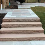 Flagstone walkway installation for garden access