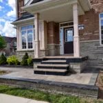 Natural flagstone patio built for outdoor entertaining