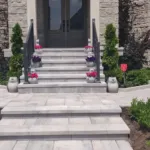 Stone porch construction with modern stone texture